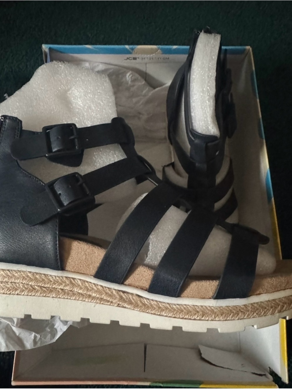 NIB easy street navy blue Strappy Platform Espadrille Sandals